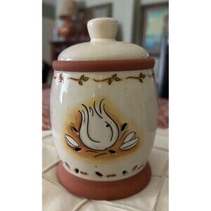 MSC Jocha Garlic Clove Storage Jar Terra Cotta Clay Stoneware Lid Vents